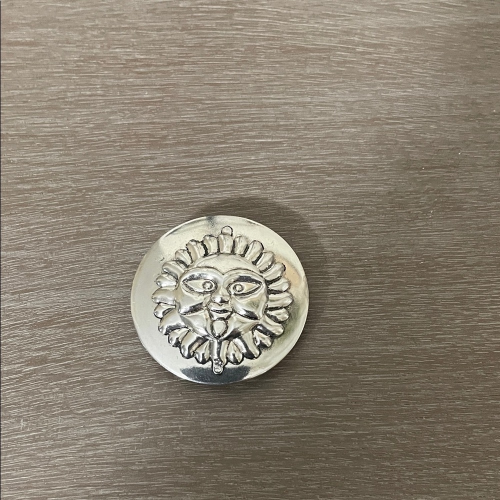 Artisan Silver Sun Face Brooch